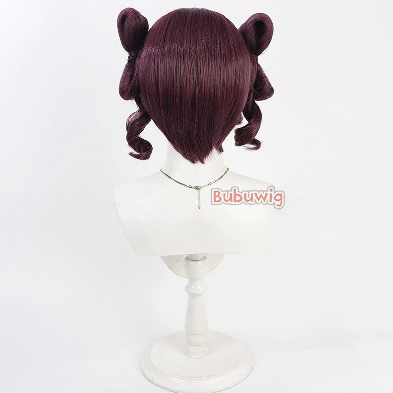 Bubuwig Synthetic Hair Shisui Cosplay Wigs The Apothecary Diaries Shisui 30cm Short Wavy Red Purple Ponytail Wig Heat Resistant