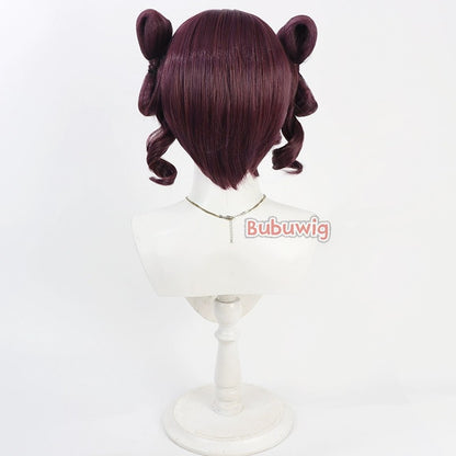 Bubuwig Synthetic Hair Shisui Cosplay Wigs The Apothecary Diaries Shisui 30cm Short Wavy Red Purple Ponytail Wig Heat Resistant