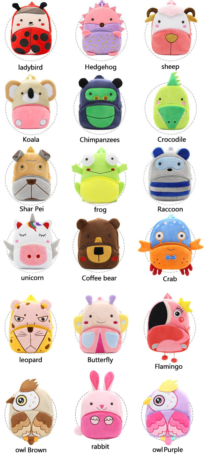 Mochila de pelúcia fofa de desenho animado, mochila de animal, mochila escolar para meninos e meninas, bolsa de lazer para passeio
