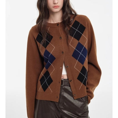 College style sweater 100% Australian Wool Sweaters Large Size Cardigan High-grade Women's Autumn Winter Fashion Knitwear