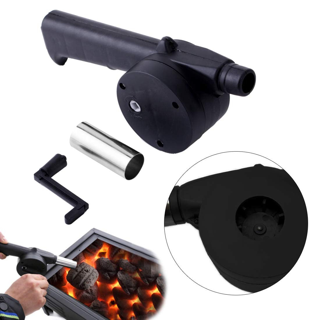 Portable Barbecue Fan BBQ Tools Fire Bellows Tools BBQ Accessories Hand-cranked Air Blower Picnic Camping Accessories