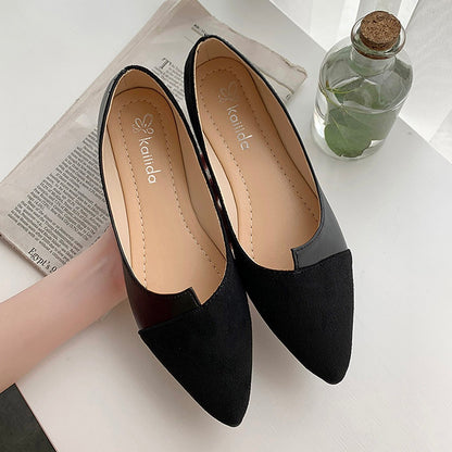 Pointed Toe Flat Shoes Women Solid Patchwork Slip On Shoes Casual Breathable Ballet Flats Daily All-Match Comfort Loafers Shoes