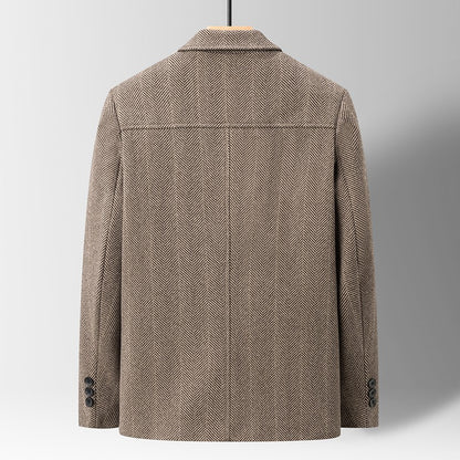 Classic Mens Office Dress Jackets Quality Casual Business Lapel Windbreak Coats Top Autumn Winter Blended Wool Jacket Streetwear