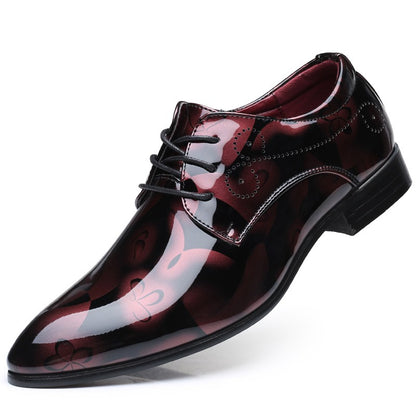 Fashionable British Plus Size Men's Shoes Glossy Business Casual Lace-Up Shoes