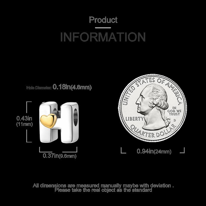 Fit Original Bangle Bracelet DIY A-Z Alphabet Charms Bead 925 Sterling Silver CZ Zircon LOVE Letter Dangle Pendant Jewelry Gift