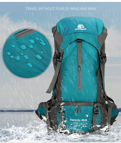 Mochila de acampamento em nylon 70L, bolsa de viagem com capa de chuva, mochila para caminhada ao ar livre, mochila de montanhismo, bolsas de ombro masculinas, bagagem