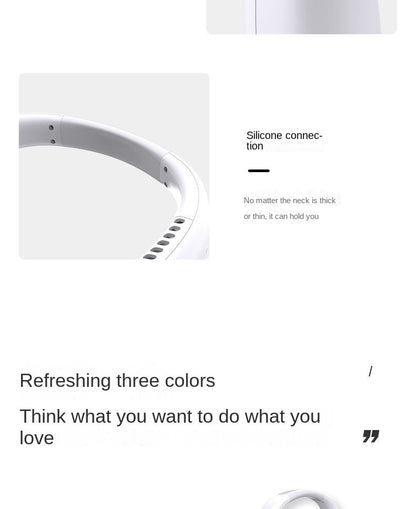 2025 Long endur New Mini Neck Mounted Fan Portable Bladeless Neck Rechargeable Air Cooler 3 Speed Mini Summer Sports Fan Outdoor