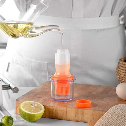 Silicone Pressing Oil Bottle Brush with Lid Baking Sauce Bottle Salad Dressing Bottle Barbecue Sauce Brush Oil Brush Tool