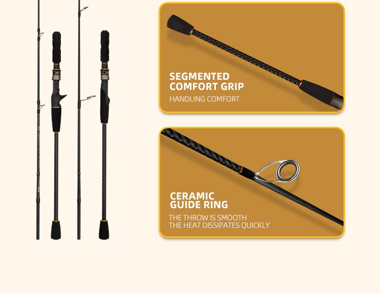 Vara de Pesca de Carretilha e Arremesso Lento ROLLFISH Ocean Boat Jigging Vara de Pesca de Carbono para Isca de Pesca em Água Salgada para Robalo 1.68/1.8/1.98M