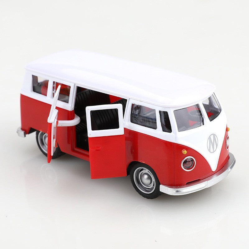 1:38 Alloy Diecast Volkswagen T1 Vintage Van Car Model Classic Pull Back Miniature Vehicle Replica For Collection Gift for Kids