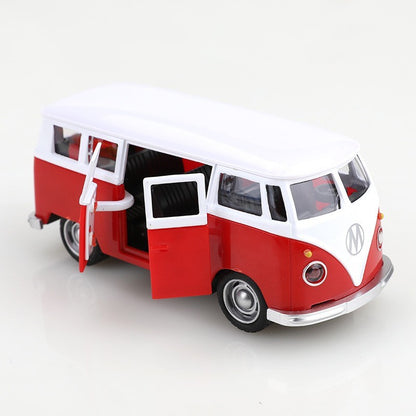 1:38 Alloy Diecast Volkswagen T1 Vintage Van Car Model Classic Pull Back Miniature Vehicle Replica For Collection Gift for Kids