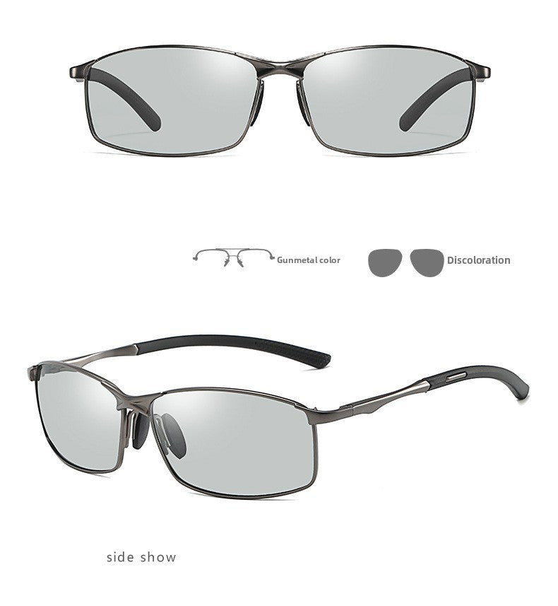 Óculos de Sol Polarizados com Armação de Metal e Lentes Fotocromáticas, Visão Noturna, Adequados para Esportes, Ciclismo, Pesca, Condução e Acampamento