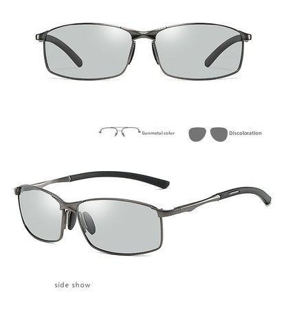 Óculos de Sol Polarizados com Armação de Metal e Lentes Fotocromáticas, Visão Noturna, Adequados para Esportes, Ciclismo, Pesca, Condução e Acampamento