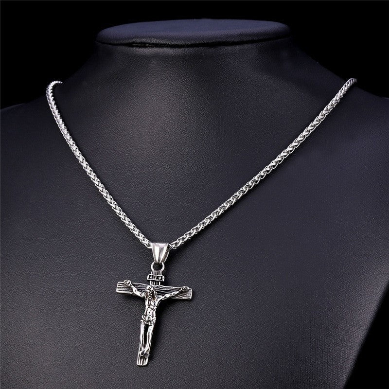 Novo Colar Religioso de Cruz de Jesus para Homens, Moda, Cor Dourada, Pingente de Cruz com Corrente, Joias de Presente para Homens e Mulheres