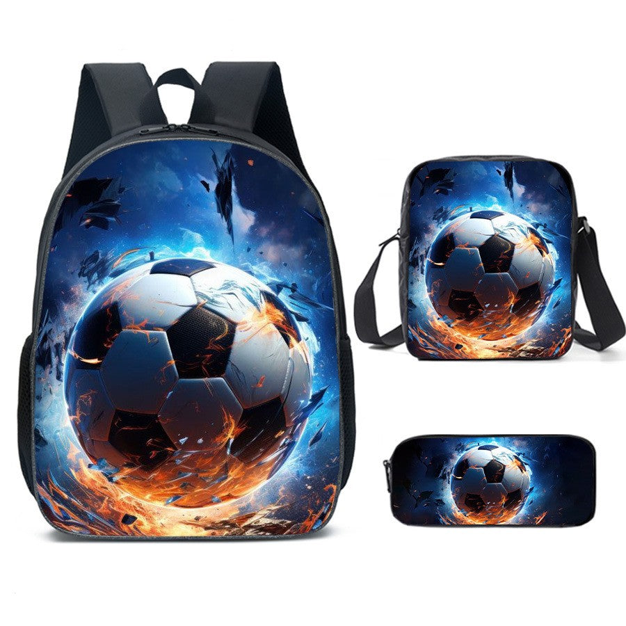 Luxury Popular football 3D Print 3pcs/Set pupil School Bags Laptop Daypack Backpack Inclined shoulder bag Pencil Case