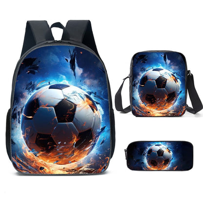 Luxury Popular football 3D Print 3pcs/Set pupil School Bags Laptop Daypack Backpack Inclined shoulder bag Pencil Case