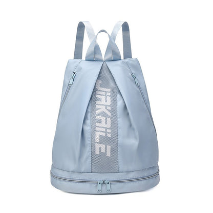 Mochila esportiva, bolsa de viagem leve, compartimento independente para sapatos, múltiplos zíperes, grande capacidade de armazenamento, com estampa de letras