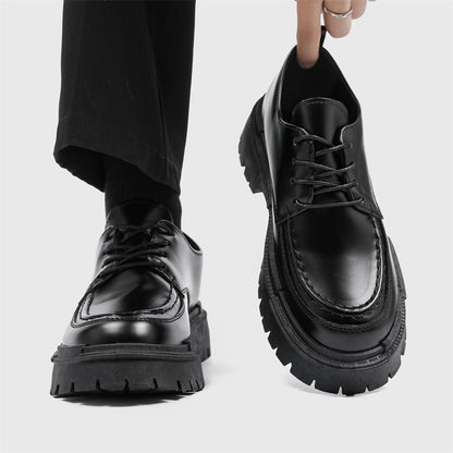 Fashion Thick Sole Leather Shoes Men Casual Shoes Classic Business Men Dress Shoes Breathable Lace-Up Handmade Shoes Moccasins