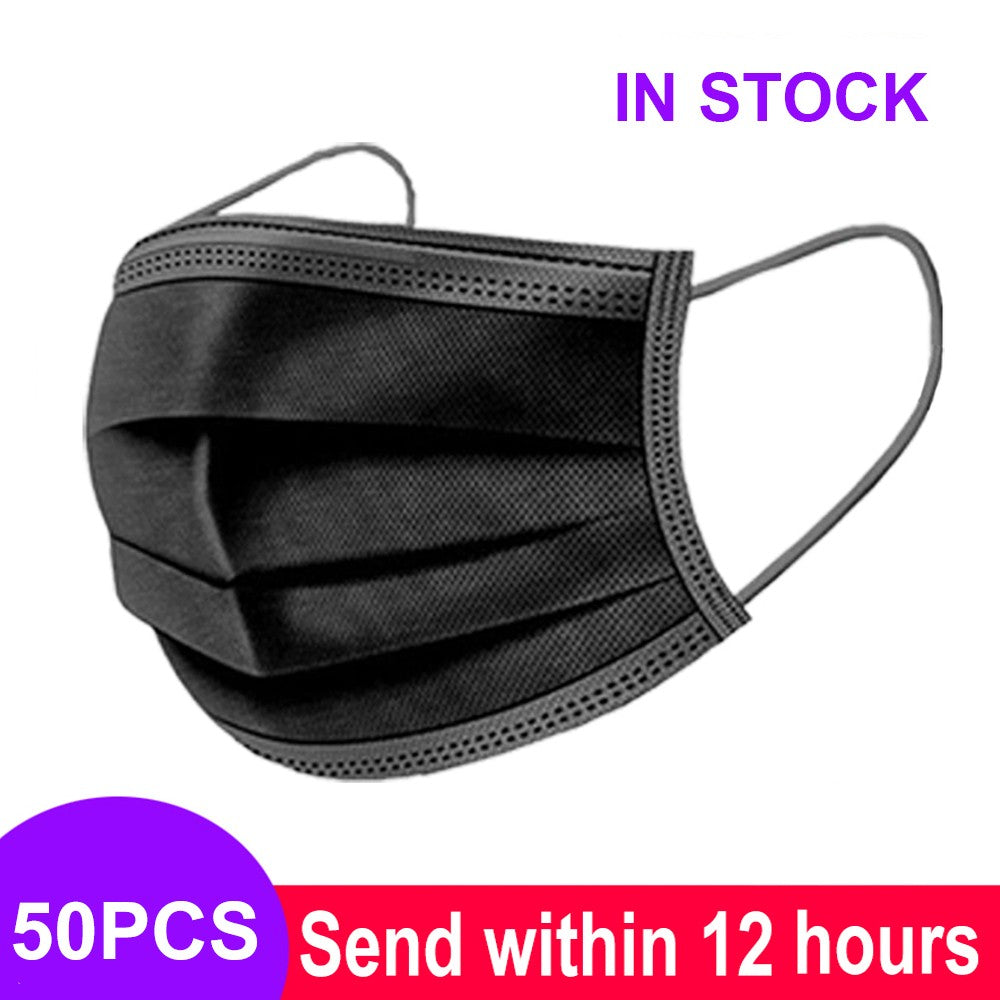 Pink Black Disposable Non-woven 3-layer Face Mask Breathable Mask With Elastic Earband Breathable Adult Mouth Mask