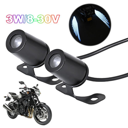 2Pcs Luz de Boas-Vindas LED Para Motocicleta Asas de Anjo Luzes de Projeção 8-30V Motocicleta Luz Decorativa Modificada Luzes Laser de Asa