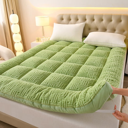 Colchão de Lã Super Macio e Fofo Acolchoado Extra Grosso e Quente para Inverno Queen Size Dobrável para Chão de Camping