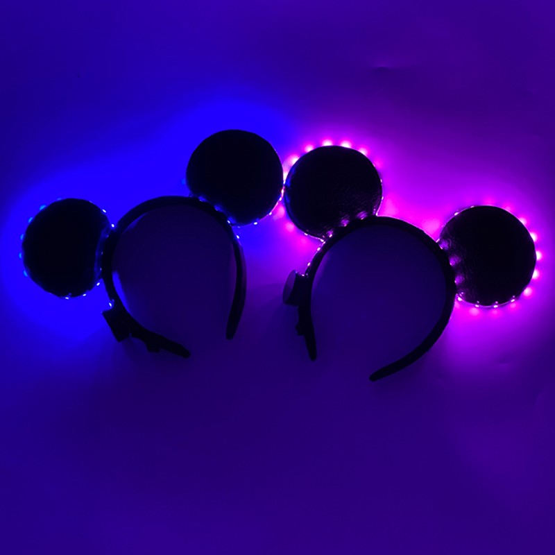 1/2pcs LED Glowing Neon Mouse Ears Headband Girls Festival Headbands Mickey Hairband Children Birthday Party Hair Accessories