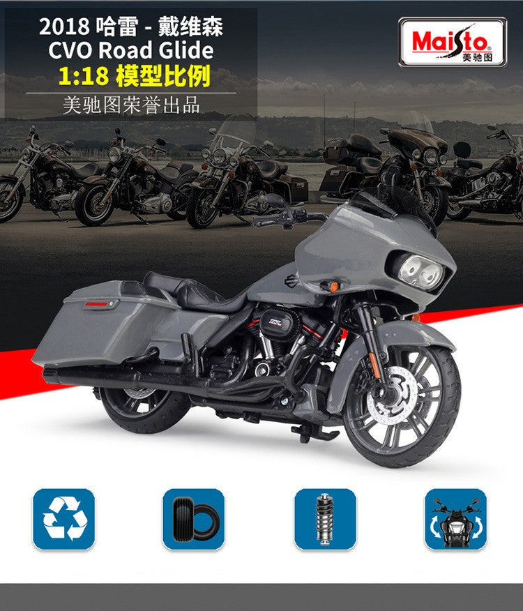 Maisto 1:18 Harley 2018 CVO Road Glide Liga Modelo de Motocicleta Esportiva Metal Moto de Corrida de Rua Modelo de Simulação Presentes Infantis
