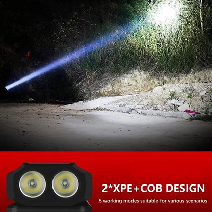Multifunctional LED Flashlight with COB Strong Light Portable Camping Lamp Tail Magnet Waterproof Adjustable Outdoor Lantern