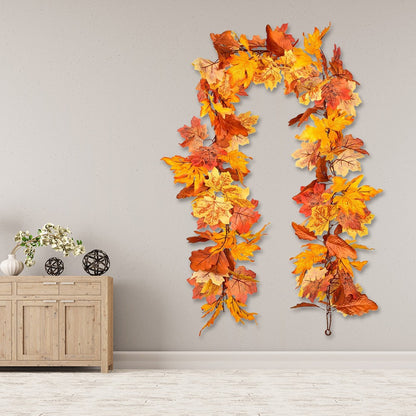 1/2Pcs 175cm Artificial Fall Maple Leaf Garland Fake Plants Autumn Decor Leaves Vine for Thanksgiving Halloween Decoration Gifts
