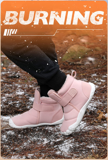 Kids 2025 New Wide Toe Barefoot Snow Boots Boys Girls Winter Minimalist waterproof Sneakers Girls Boys Non-Slip Warm Snow Boots