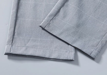 Male Suit Trousers Check Cooling Ice Silk Plaid Straight Up Clothes Offer Slacks Designer Men's Summer Pants Fabric 2025 Classic
