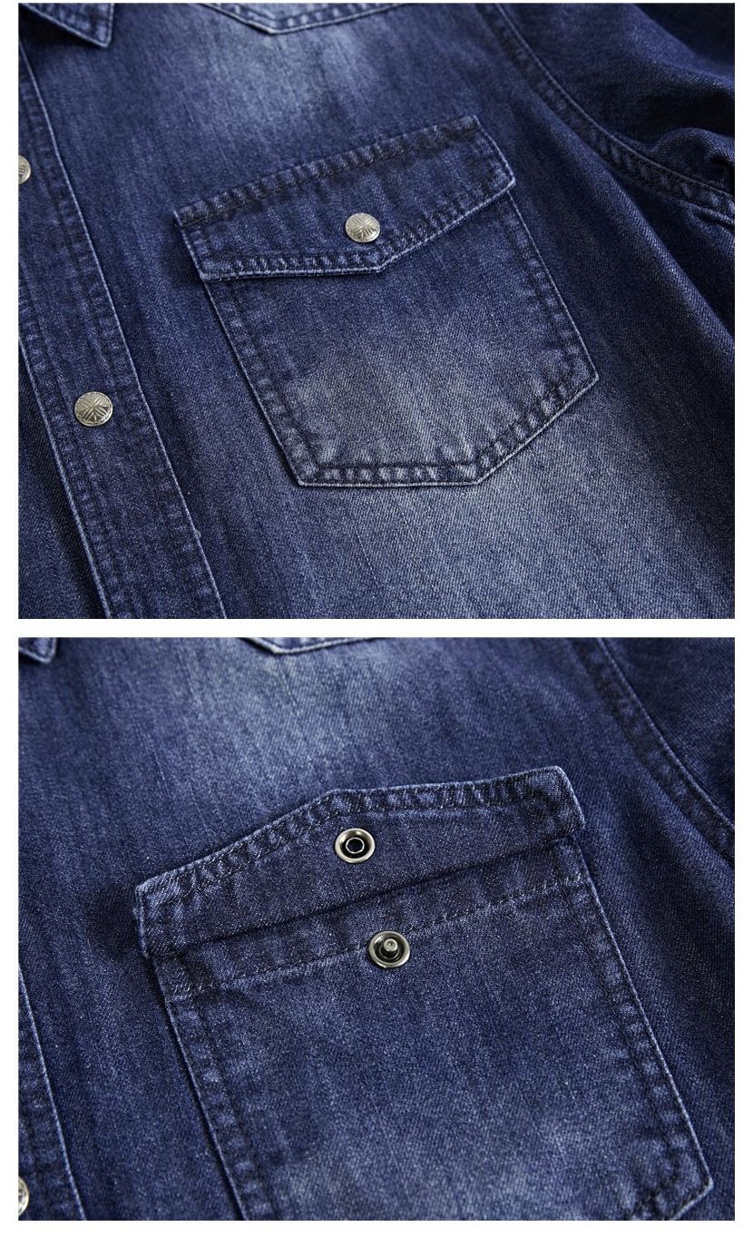 High Quality Men's Denim Shirt Long Sleeve Oversized Pure Cotton Overshirt Solid Casual Shirts Men Clothing  4XL A2F6522