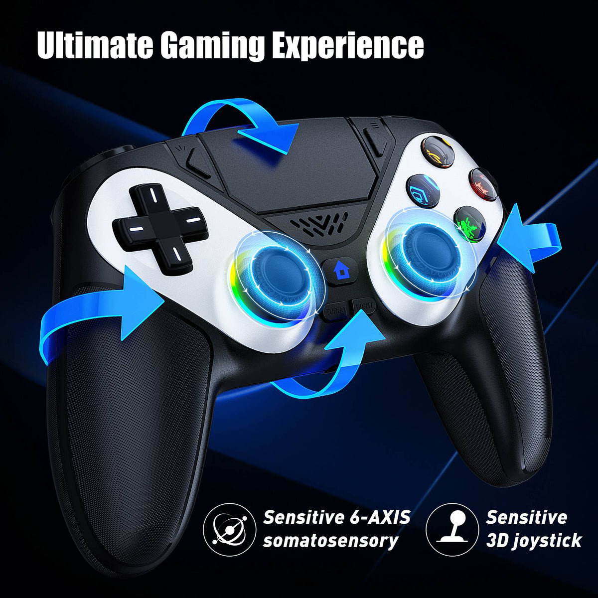 RGB Wireless Gamepad,For Playstation 5/PS5 Controller,With Turbo Dual Sense Vibrate Programming 3D Gaming Controller Console