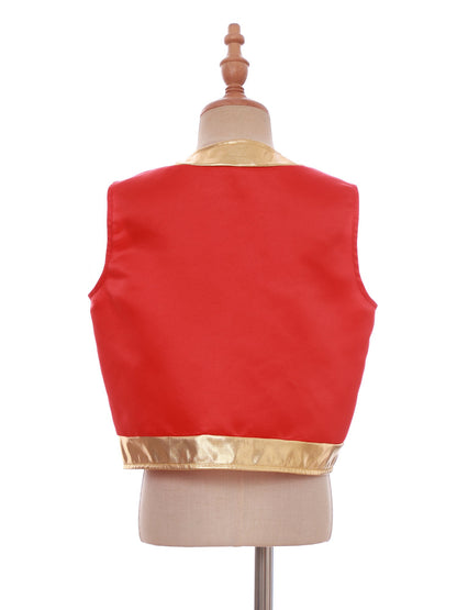 Boys Girls Halloween Toad Game Character Vest Open Front Loose Waistcoat Carnival Theme Party Super Brother Role Play Costume