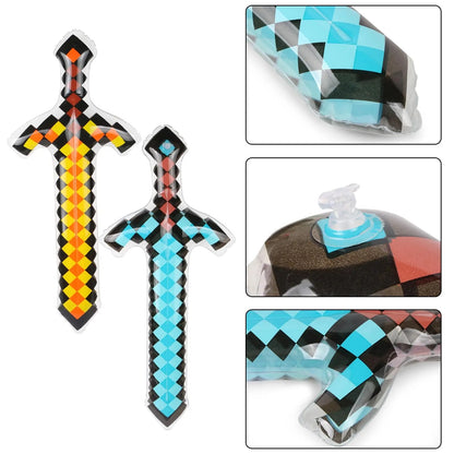 12-72Pcs Inflatable Weapons for Kids Pixel Diamond Swords Inflatable Sword for Theme Party Birthday Halloween Party Cosplay