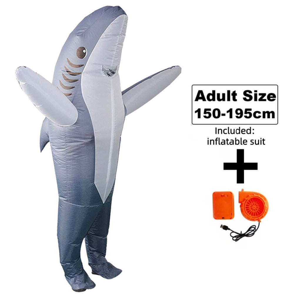 Cute and Unique Standing Shark Shaped Inflatable Suit Funny Ballet Inflatable Suit Suitable for Halloween Christmas Play Props