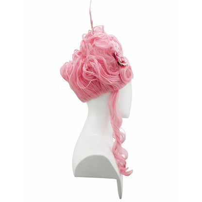 Pink Fluffy High-Top high quality Synthetic Wig | Queen's Hairstyle with Feather Flowers | Wig for Queen Cosplay