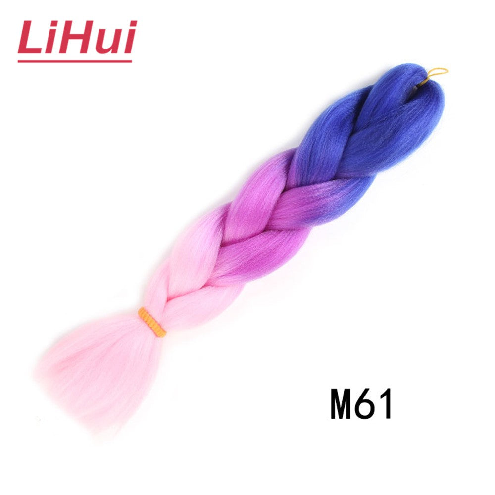 Cabelo Sintético Trança Jumbo 24 Polegadas Ombre Jumbo Extensão de Cabelo para Mulheres Tranças DIY Roxo Rosa Amarelo Cinza Lihu