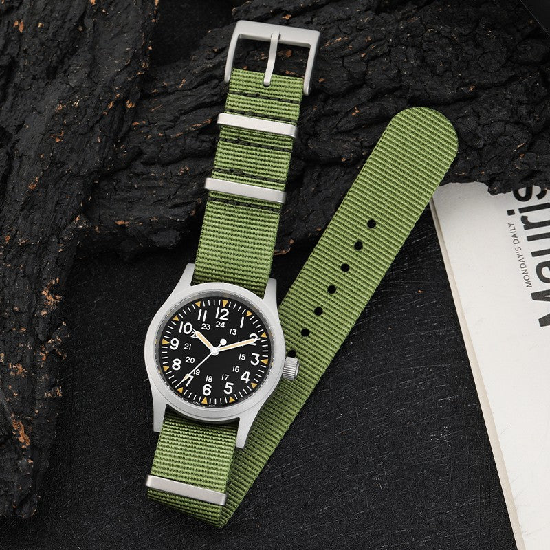 Militado Ml05 Vintage Field Watch VH31 Sweep Second Quartz Movement Sapphire Crystal High Clear AR Coating Luminous 38Mm Watches