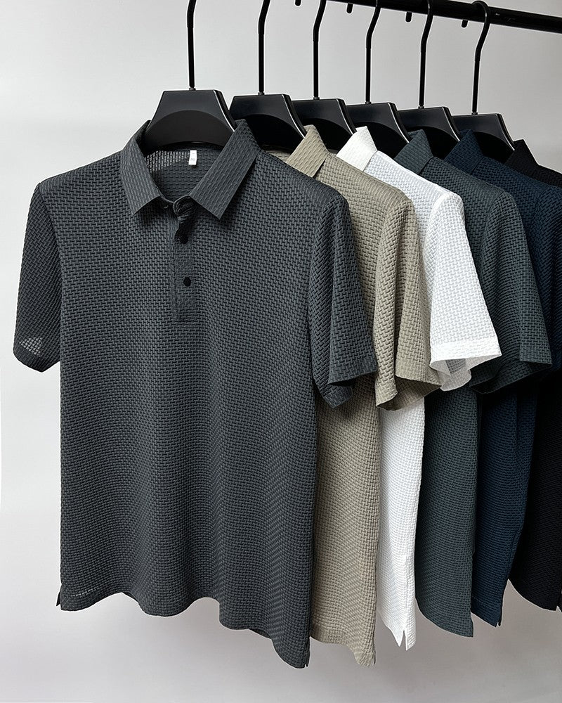 Summer New Men's Short Sleeve T-shirt Cool and Breathable POLO Shirt Business Casual Sweat-absorbing Top