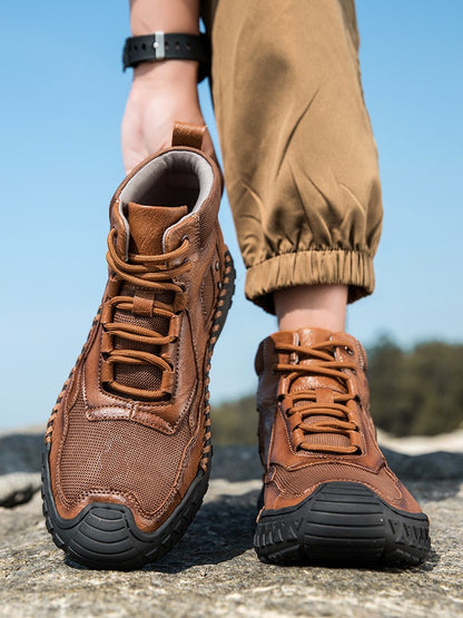 New Autumn Handmade Leather Men Boots Outdoor Design Sneakers Man Breathable Casual Leather Shoes Men Ankle Boots Fall Plus Size