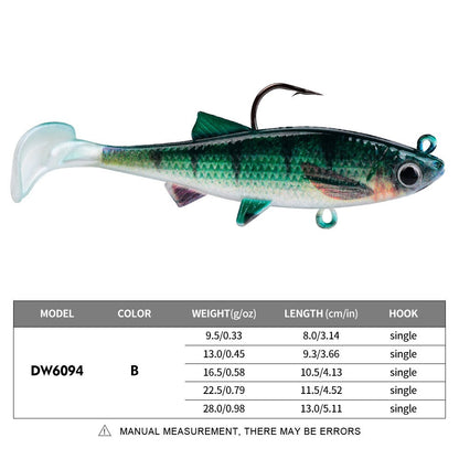 New PVC T-Tail Jig Soft Bait 9.5-28g Shad Swimbait Artificial Lure for Zander Pique Low Fishing