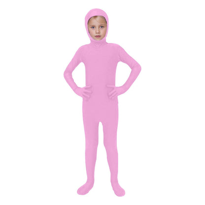 Kids Invisibility Jumpsuits Role Play Tights Full Body Suit Solid One-Piece Jumpsuit Halloween Costume Funny Romper Performance