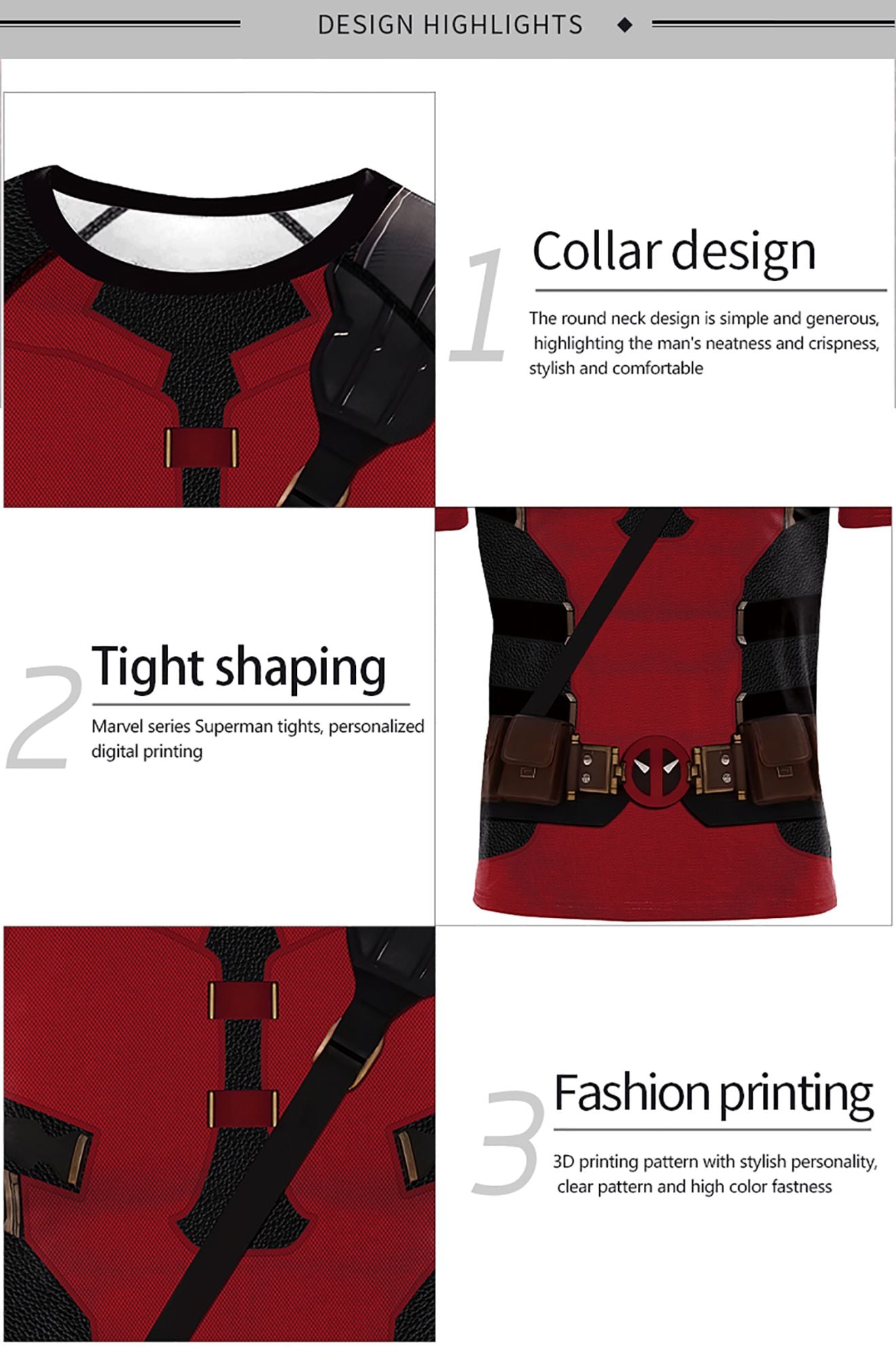 Fashion Men Gym T-shirts Superhero Printed Dead Pool Cosplay Tops Fitness Compression Shirt Short Sleeve Elastic Sportwear Shirt