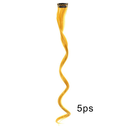 5pcs Colorful Curly Wavy Hair Extensions 18 inch Synthetic Wave Clip-In Hairpieces for Women Cosplay Christmas & New Year Gifts
