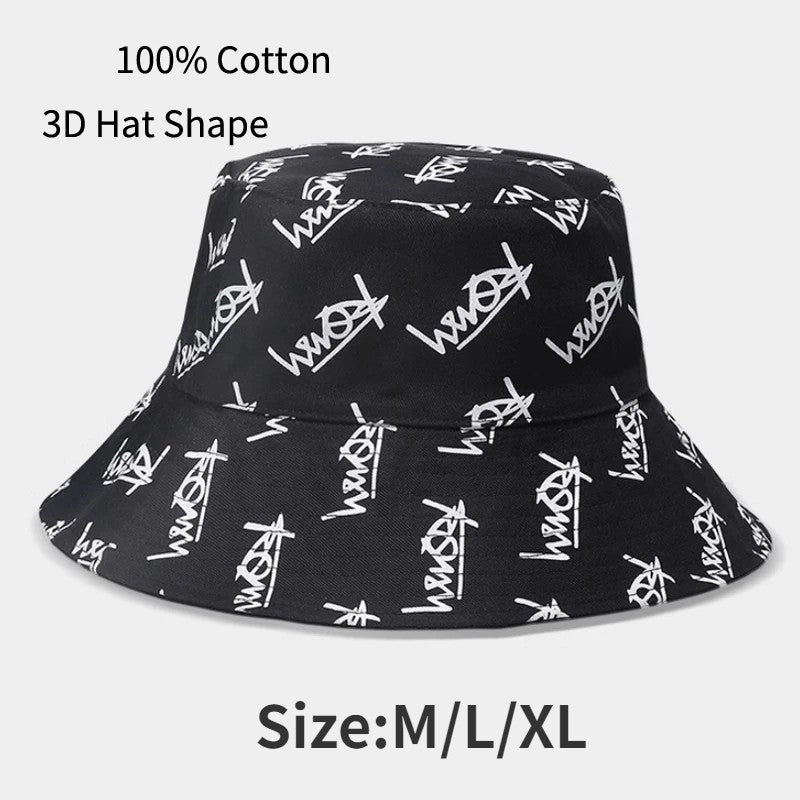 Big Head Letter Bucket Hat for Men Women XL Large Hip Hop Cap Fisherman Hat Summer Sun Hat Plus Size Panama