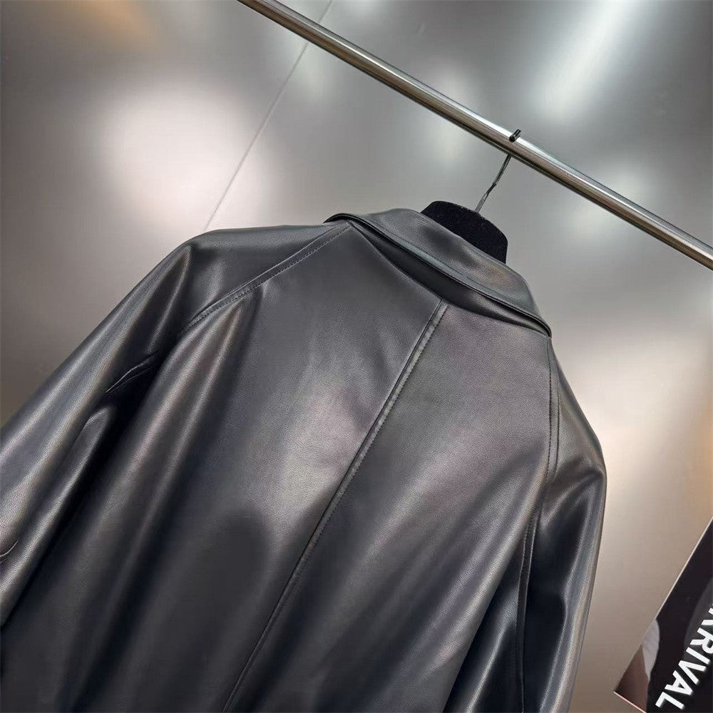 2025 Women's Winter Leather Jacket PU Metal Buckle Motorcycle Style Women's Jacket Outerwear y2k New High Quality Coat bra