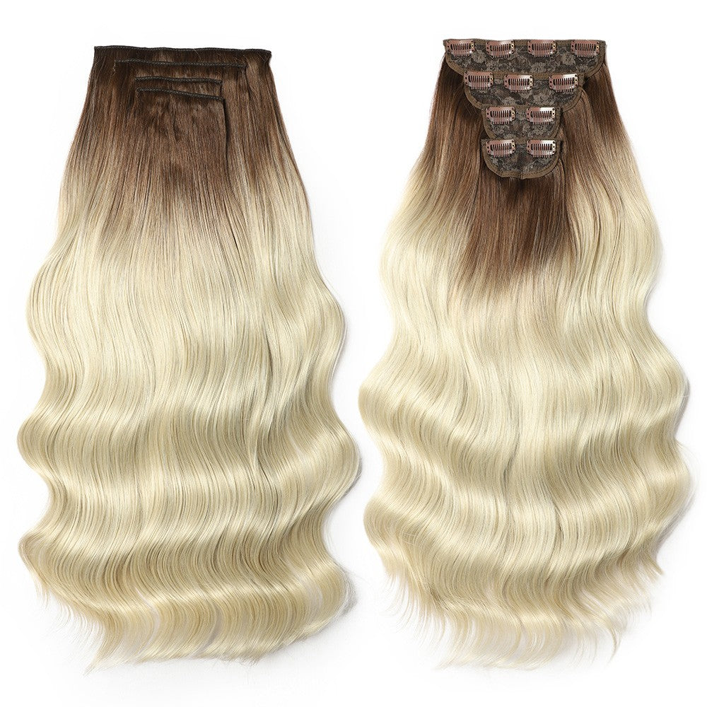 Bio Body Wave Clip in Hair Extensions 22 polegadas 4 peças/lote 220g Macio Natural Fibra Sintética Resistente ao Calor Clip in