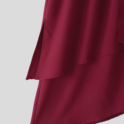 INCERUN Men Irregular Pants Solid Color Drawstring Loose Casual Wide Leg Trousers Men Streetwear 2025 Fashion Male Skirts Pants