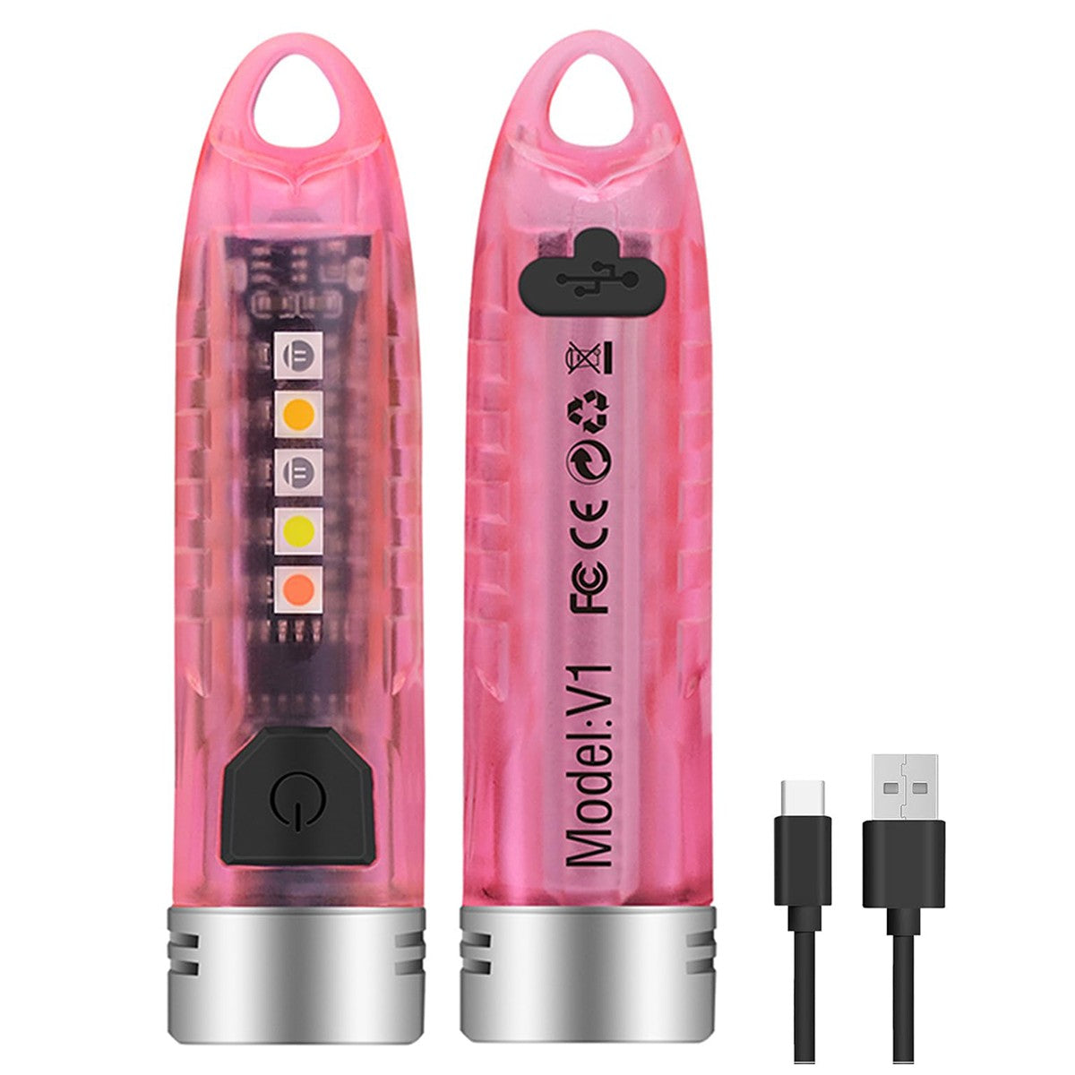 EDC Flashlight 400LM Uv Light Waterproof Usb Rechargeable Small Keychain Pocket Camping Work Mini Led Emergency Portable Outdoor